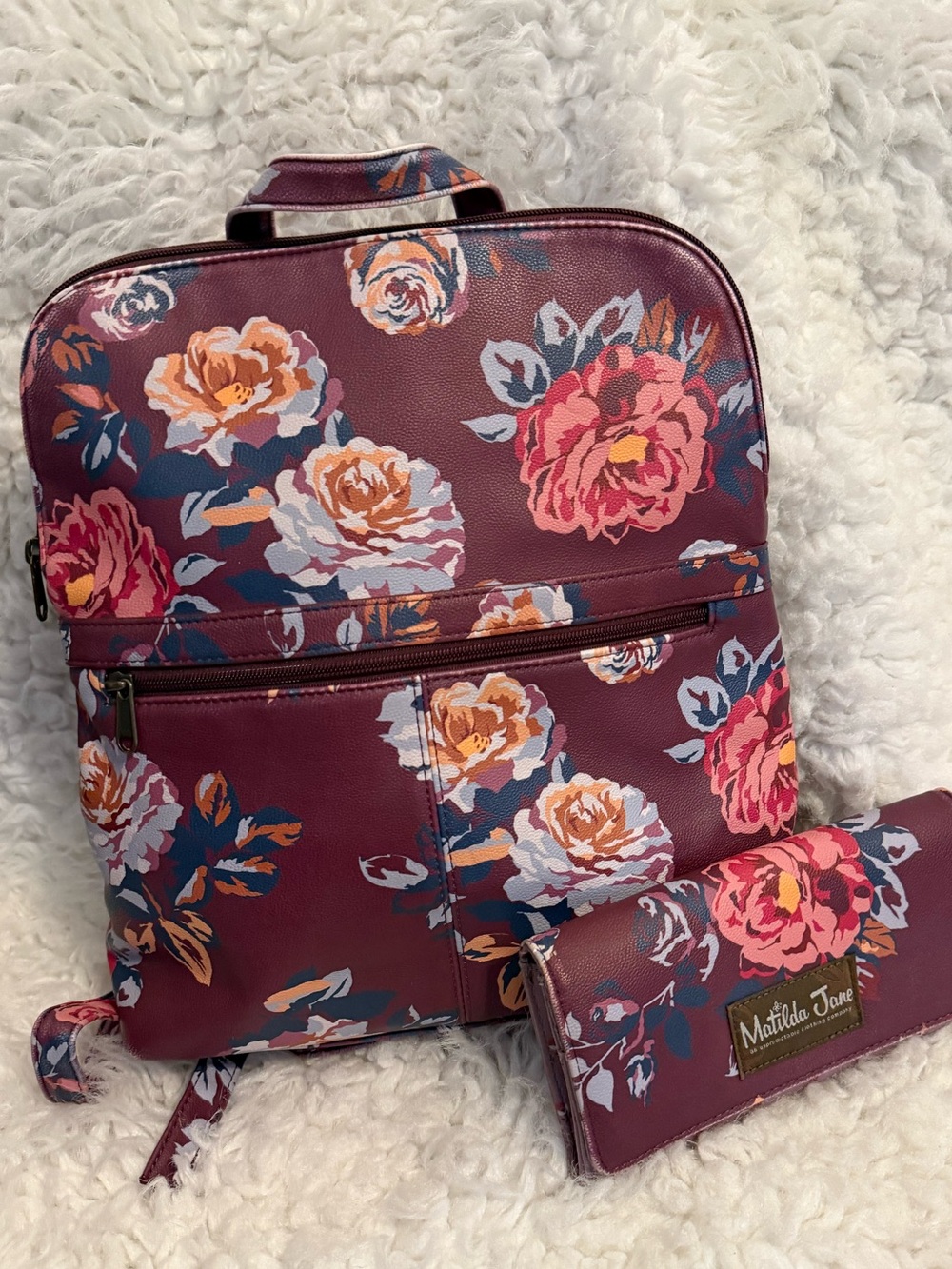 Matilda Jane Moments With You Plum Perfect Backpack Purse w/wallet